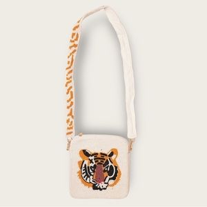 Beaded tiger square crossbody bag.